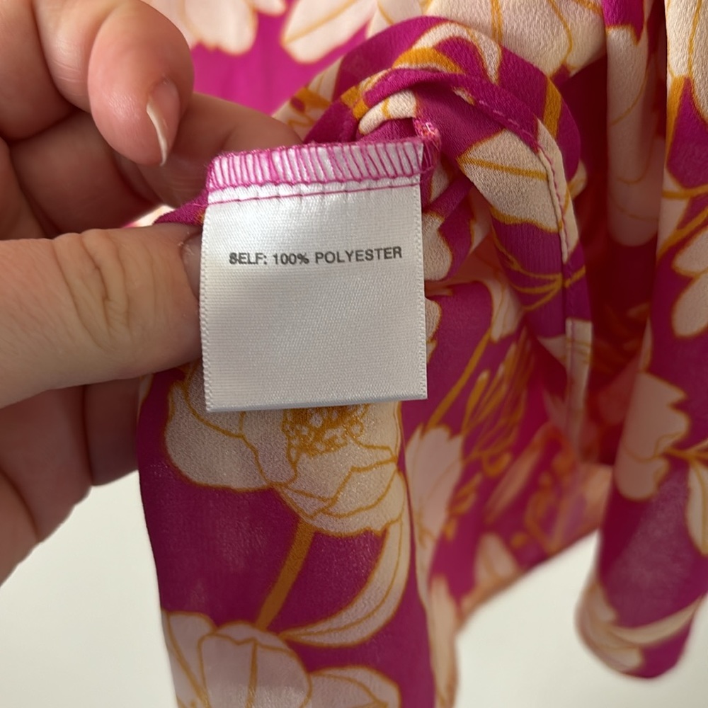 Cynthia Rowley Smocked Floral Print Sleeveless Blouse - Picture 3 of 4